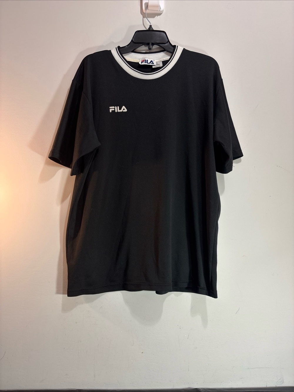 FILA Men’s Black Short-Sleeve Crewneck Shirt. 1456